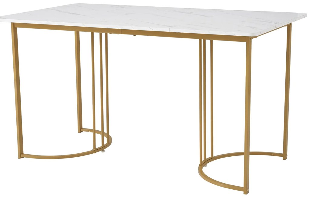 Masă de bucătărie dreptunghiulară cu cadru metalic stabil, Alb | Aosom Romania