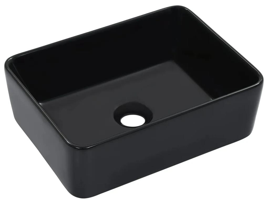 143920 vidaXL Chiuvetă de baie, negru, 40 x 30 x 13 cm, ceramică