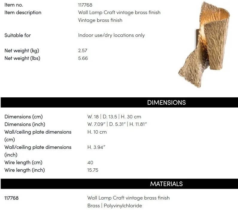Aplica de perete design LUX Craft