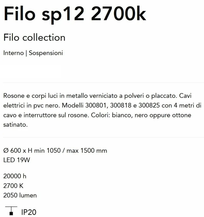 Lustra cu 12 pendule LED design tubular FILO sp12 2700k alb