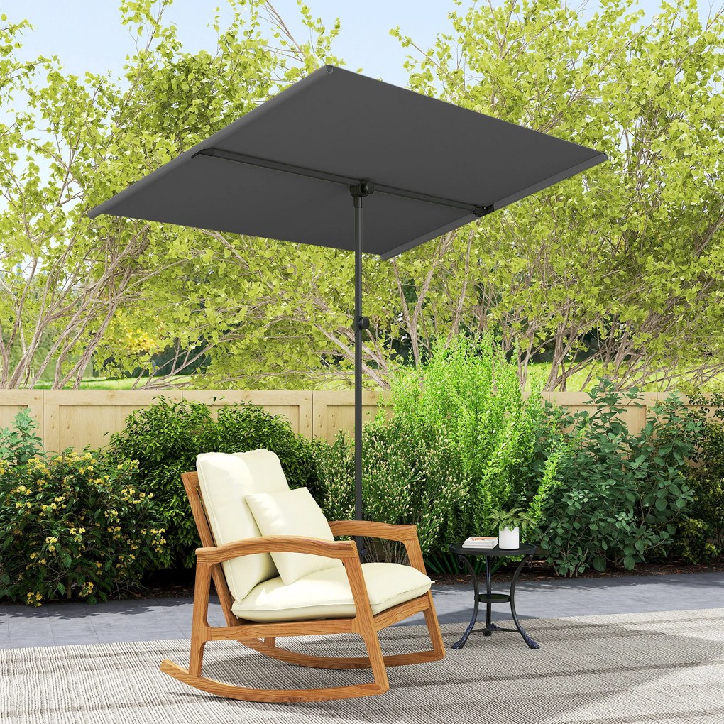 Outsunny Umbrelă de Soare cu Protecție UPF 50+, Înclinare la 180° și Înălțime Reglabilă, 150x205x120-215 cm, Gri Închis | Aosom Romania