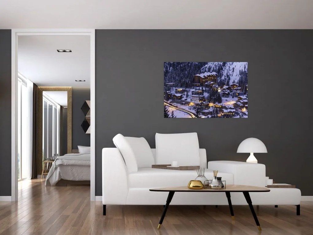 Tablou - orășelul montan iarna (90x60 cm)