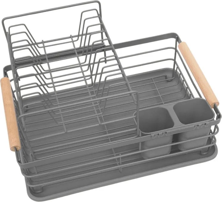 Resigilat: Uscator de vase pe 2 nivele Kinghoff KH 1797, Suport pentru ustensile, Gri