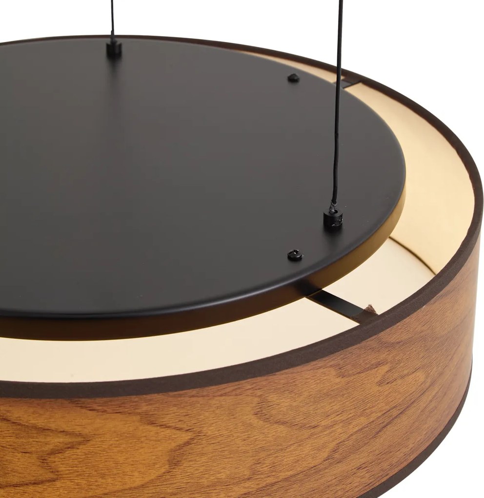 Lampă suspendată modernă neagră cu imprimeu lemn de nuc, inclusiv LED, reglabilă în 3 trepte Easylift - Drew