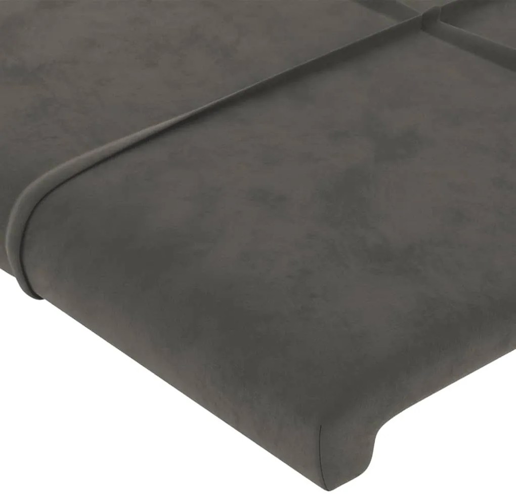 Tablie de pat cu aripioare gri inchis 103x23x78 88 cm catifea 1, Morke gra, 103 x 23 x 78 88 cm