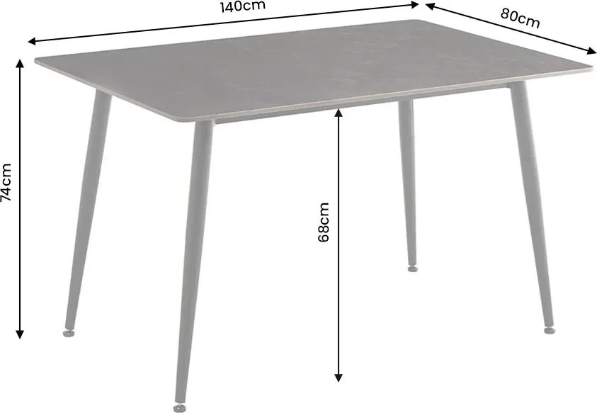 Masa dining cu blat ceramic Milano gri 140x80cm