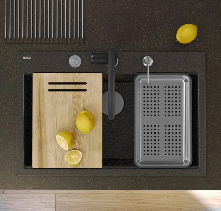 Chiuveta din granit MARC 110 WORKSTATION negru metalic