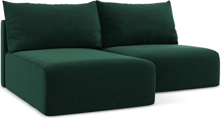 Colțar verde închis extensibil/cu spațiu de depozitare cu tapițerie din catifea (cu colț pe partea stângă/cu șezlong) Kalena – Makamii