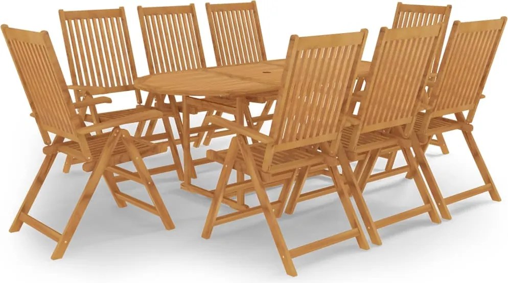 vidaXL Set mobilier de grădină, 9 piese, lemn masiv de tec