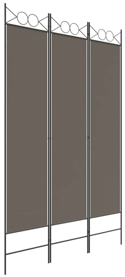 350164 vidaXL Paravan de cameră cu 3 panouri, antracit, 120x220 cm, textil