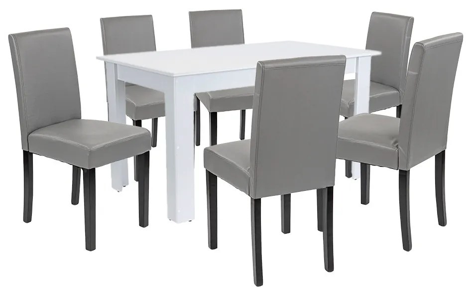 Set de masă Leon 6+1 alb-gri