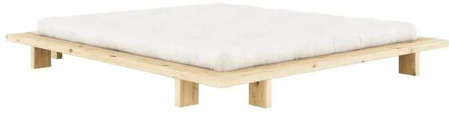 Pat matrimonial în culoare naturală din lemn de pin cu somieră 160x200 cm Japan – Karup Design