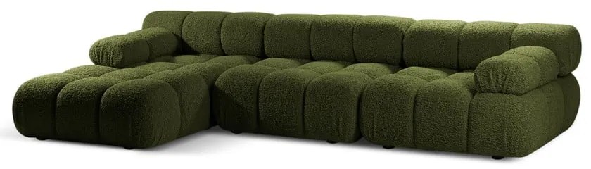 Colțar modular verde cu tapițerie din țesătură bouclé (cu colț pe partea stângă ) Bellis – Micadoni Home