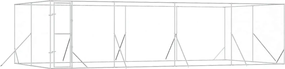 vidaXL Padoc de exterior pentru câini argintiu 8x4x2 m oțel galvanizat