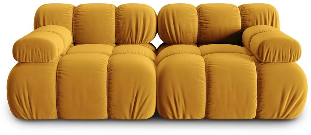 Canapea modulara Bellis cu 2 locuri si tapiterie din catifea, galben