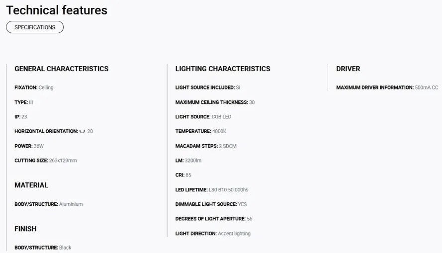 Spot LED incastrabil MINI COLIN-2 Black recessed 36-50W 4000K 56°
