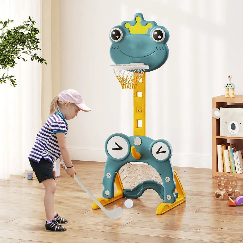 Panou de baschet 4 în 1 cu înălțime reglabilă și joc de aruncare inele, portocaliu