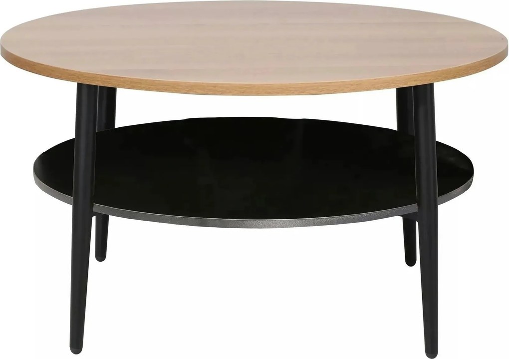 Masuta cafea ELLA A, stejar/negru mat, PAL/metal, 80x45 cm