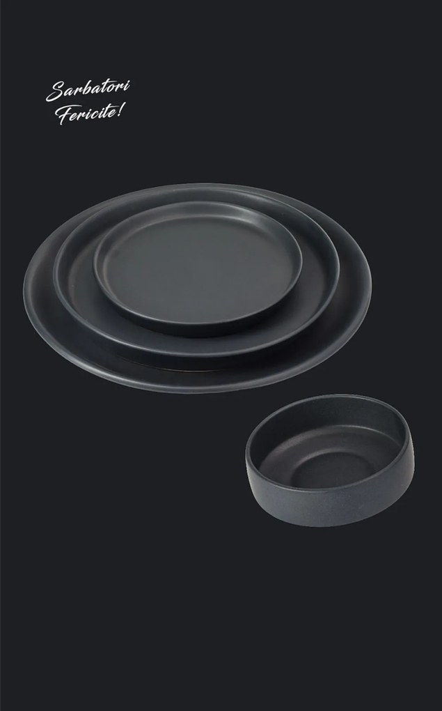 Set Cadou 24 Farfurii Vulcano Eveniemnte (6 Platouri 30cm, 6 Farfurii 25cm, 6 Farfurii 20cm, 6 boluri 400ml) LA COMANDA 25 de seturi