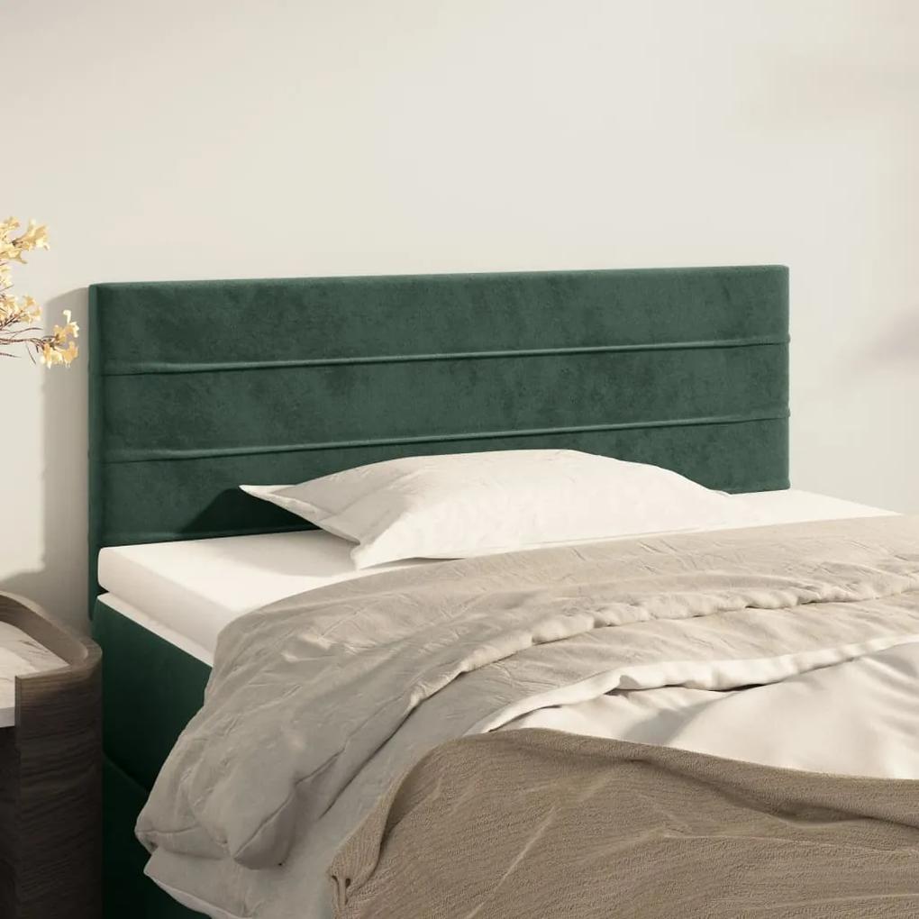 346113 vidaXL Tăblie de pat, verde închis, 80x5x78/88 cm, catifea