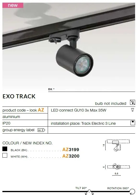 Spot directionabil pe sina EXO alb ZZ AZ3200