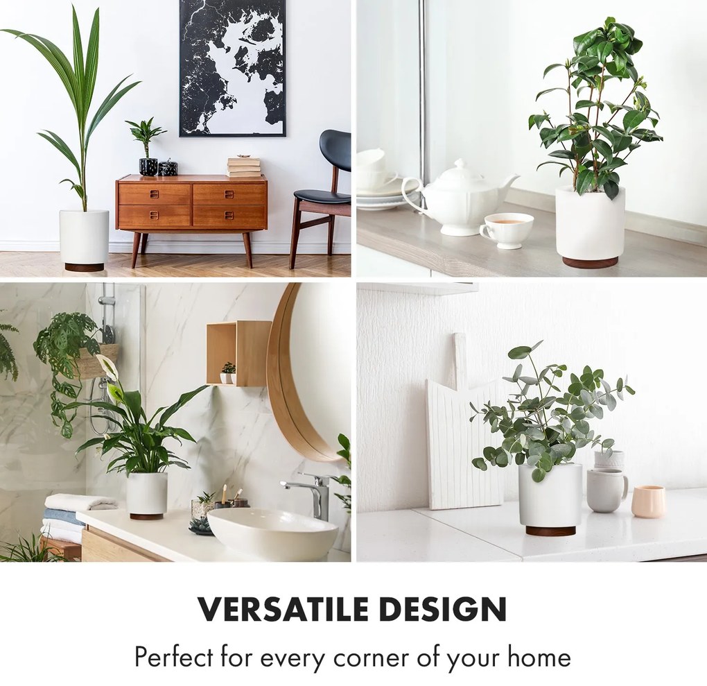 Enspijk, ghivece pentru flori, set de 2 bucăți, 2 mărimi, lemn de nuc, Polystone, produse manual