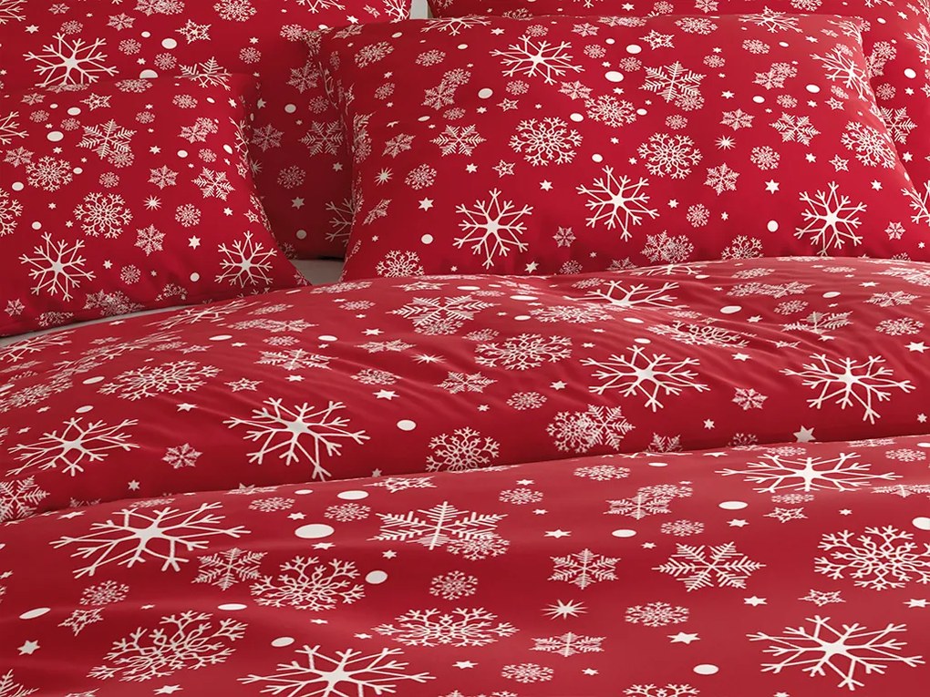Lenjerie de pat din microfibra flanel SNOWFALL rosie Dimensiune lenjerie de pat: 2 buc 70 x 90 cm | 200 x 220 cm