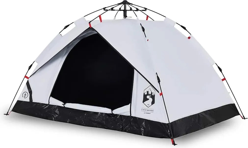 vidaXL Cort de camping 3 persoane, alb opac, setare rapidă, țesătură