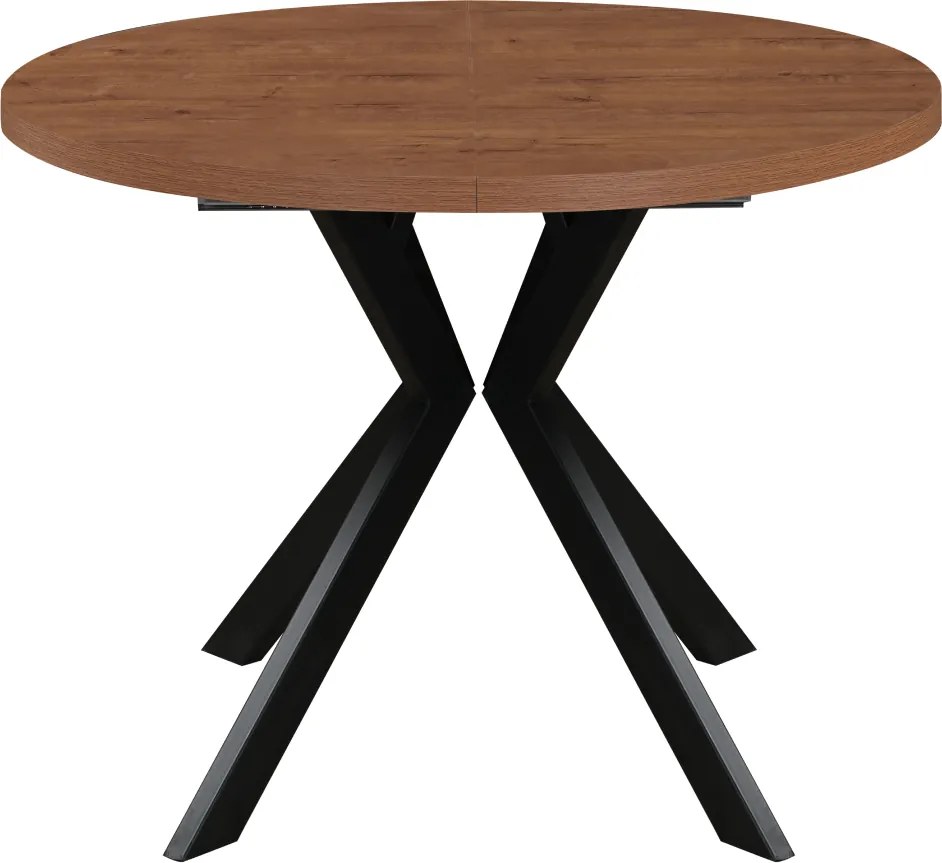 Masă de sufragerie extensibilă, stejar închis/negru, 100-250x75,5 cm, LUKOS