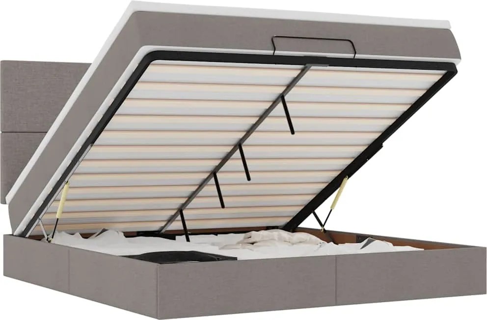 vidaXL Cadru de pat otoman cu saltea Taupe 160x200cm Material