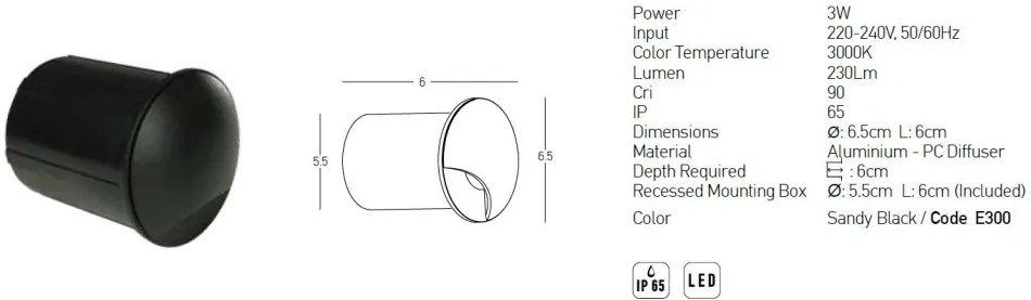 Spot LED incastrabil de exterior iluminat scari ambiental IP65 Evy A