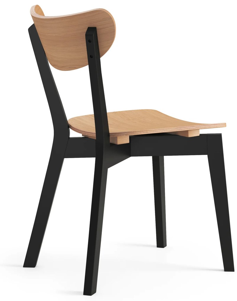 MAZZONI EXPORT ROXY Stejar natural/cadru negru - SCAUN DE LEMN PENTRU SALON SUFRAGERIE BUCĂTĂRIE RETRO