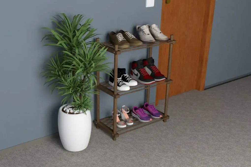 Pantofar cu 3 rafturi Homs, natur, 75 X 57.5 X 30 cm