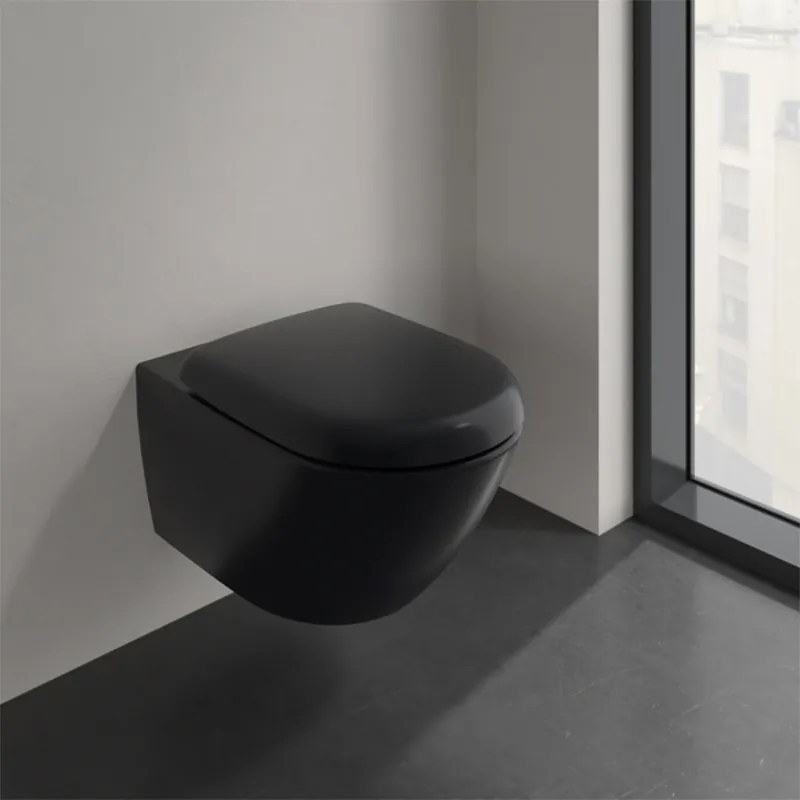 Vas wc suspendat, Villeroy &amp; Boch, Antao, rimless, cu TwistFlush, pure black