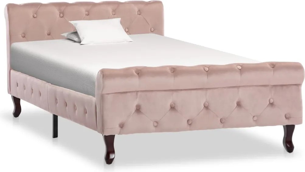 vidaXL Cadru de pat, roz, 100 x 200 cm, catifea