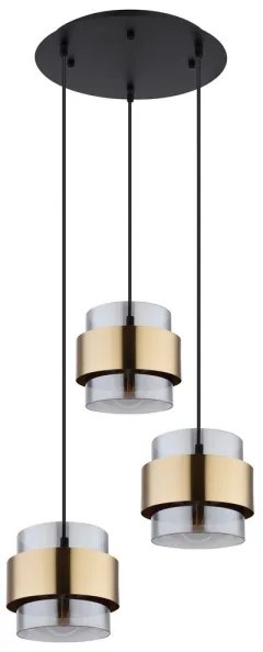 Lustră pe cablu MILEY 3xE27/60W/230V neagră/alamă Globo 15560-3H