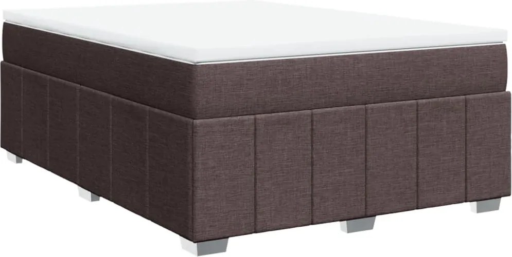 vidaXL Pat continental cu saltea, maro închis, 140x200 cm, textil
