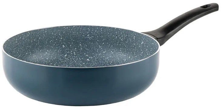 Tigaie adanca cu capac Luigi Ferrero Prima FR-2634L, 26x7.5 cm, 3.4 L, Acoperire antiaderenta cu efect de marmura, Capac sticla, Inductie, Albastru inchis