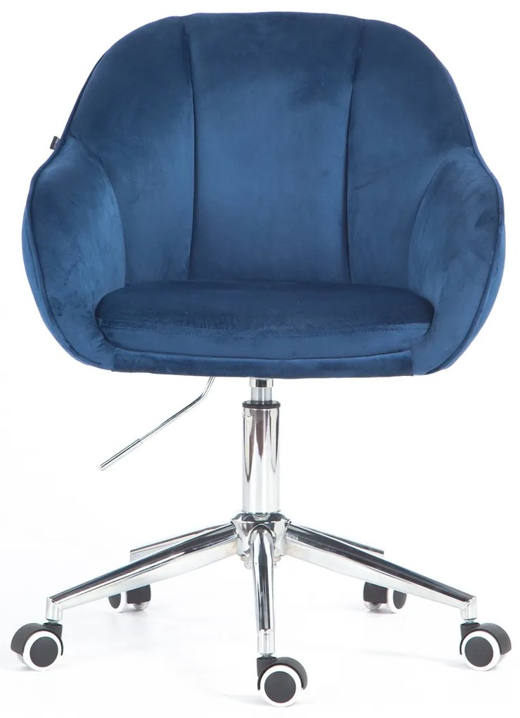HR2055K Scaun Bleumarin din Catifea cu Bază Cromata