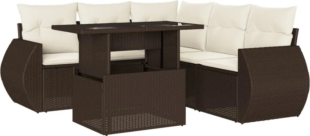 vidaXL Set canapele de grădină cu perne, 6 piese, maro, poliratan