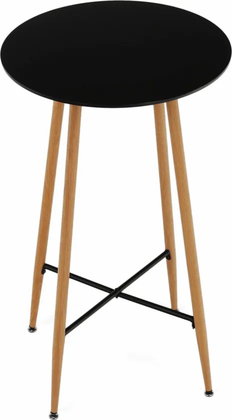 Masă de bar, negru/stejar, diametru 60 cm, IMAM