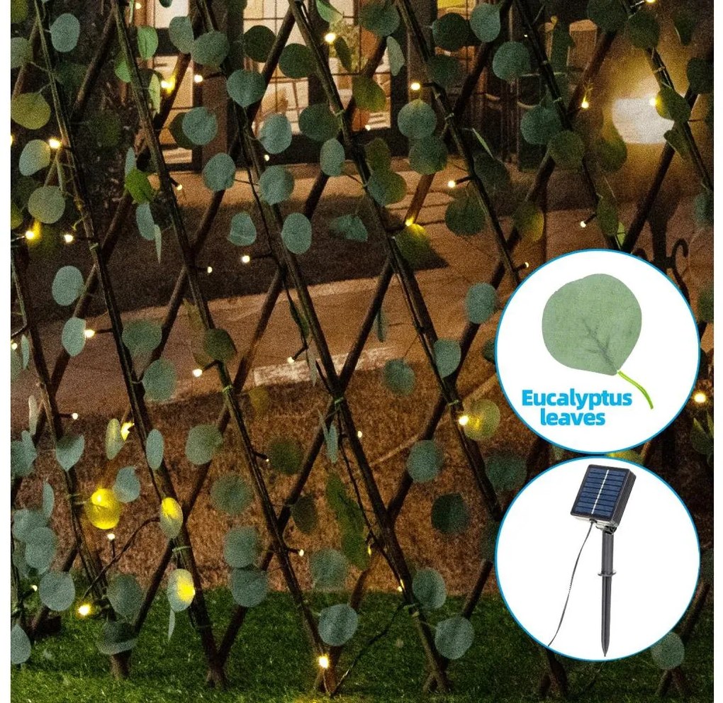 Instalație LED solară Aigostar 148xLED/2x1,2m IP65 alb cald eucalipt