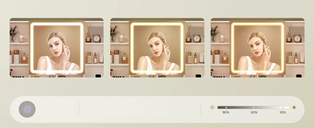 SEA1 - Set Masa toaleta 104 cm, cu 3 sertare, Cu Priza, USB si USB-C, cosmetica, machiaj, oglinda cu LED, masuta vanity, make-up - Alb