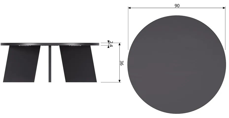 Măsuță de cafea neagră rotundă ø 90 cm Fries – WOOOD