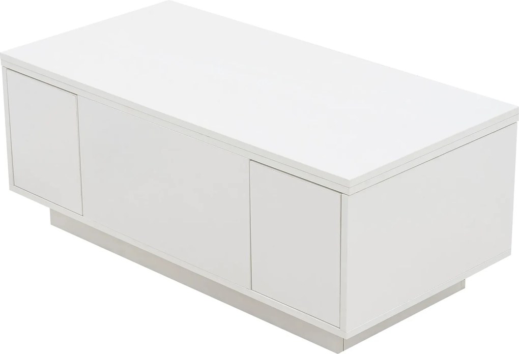 Masă de cafea modernă, multifuncțională, cu mecanism dublu de ridicare și spațiu de depozitare ascuns, 100×50×43 cm, Alb