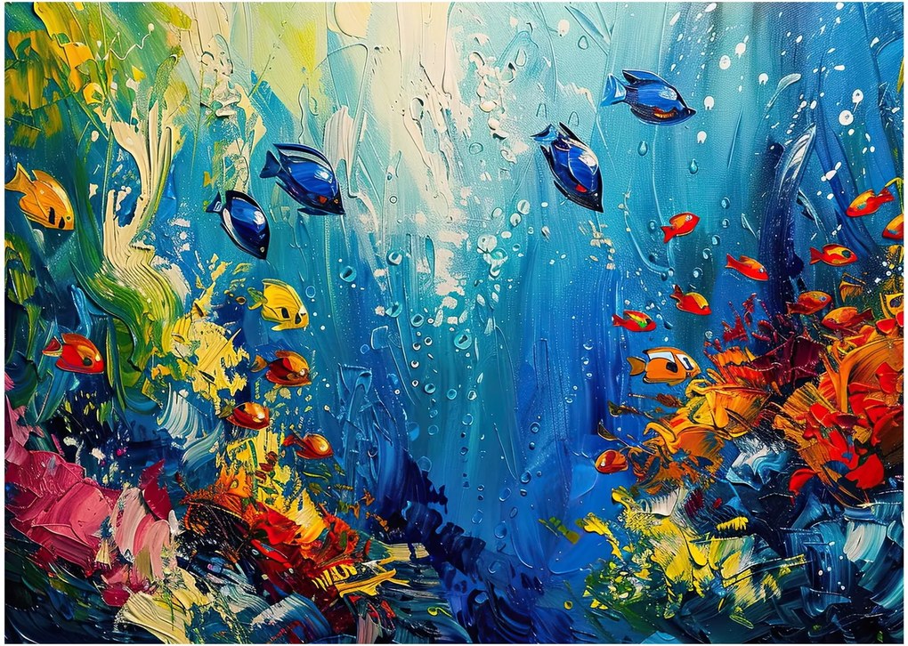 Tablou pe sticlă - Pictura lumii subacvatice (70x50 cm)