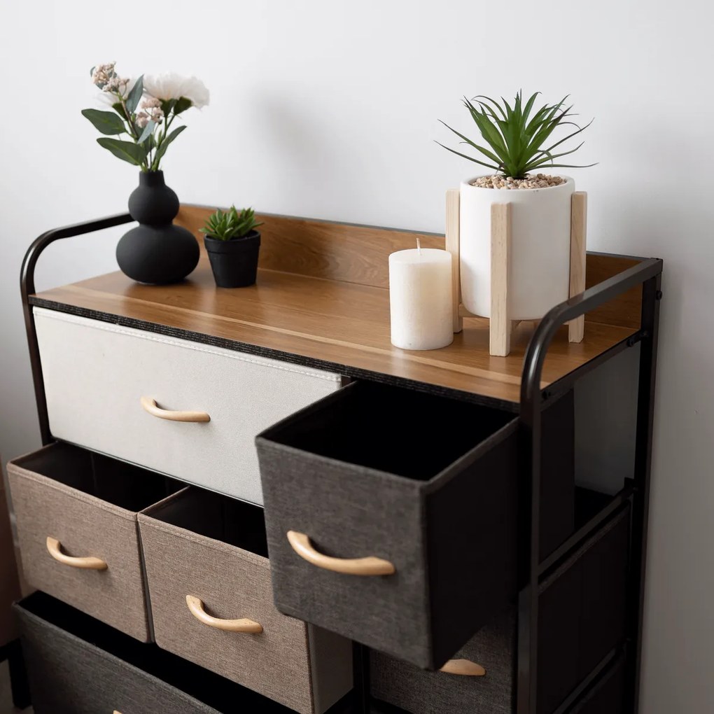 Comodă cu sertare din material textil HAZEL TIP 3,maro, XL