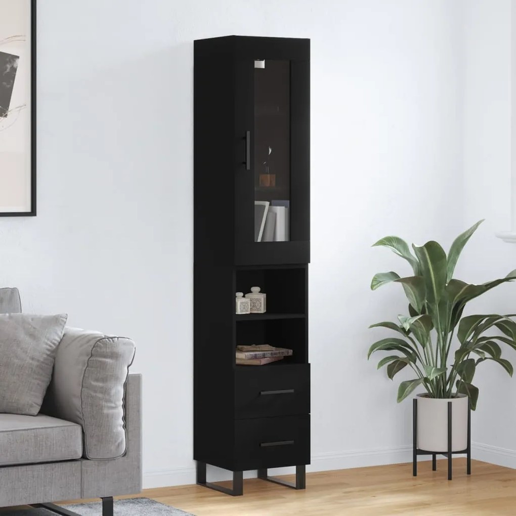 3199322 vidaXL Dulap înalt, negru, 34,5x34x180 cm, lemn prelucrat