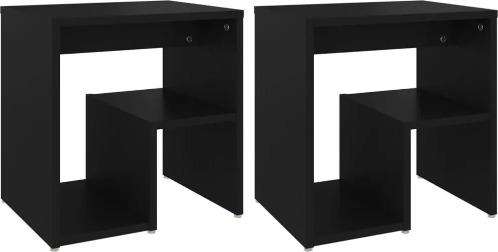 vidaXL Noptiere, 2 buc., negru, 40x30x40 cm, PAL