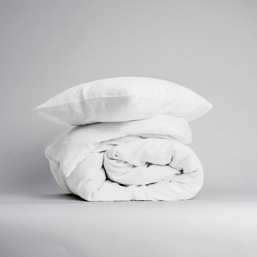 Lenjerie de pat albă din amestec de in pentru pat de o persoană/extinsă 165x220 cm – Linen Tales